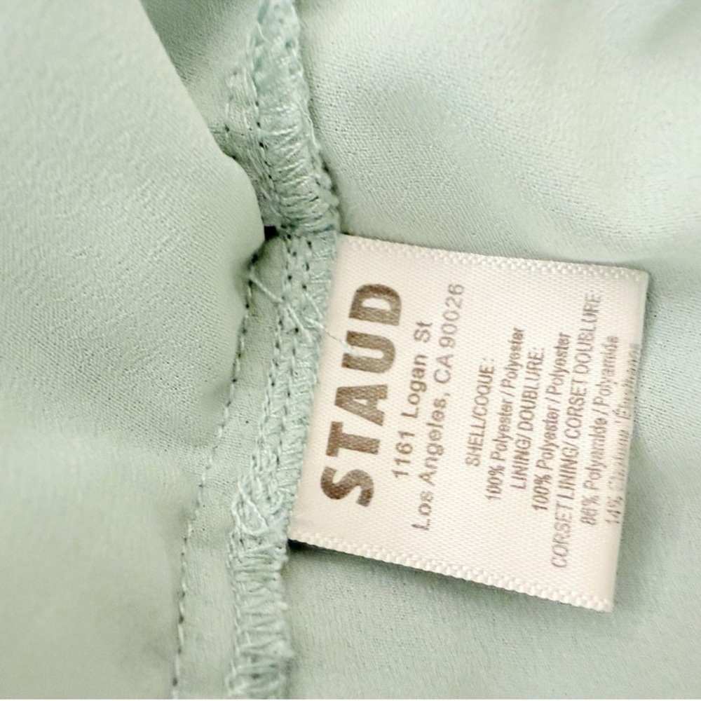 STAUD Casey Strapless Sequin Midi Dress in Mist Aqua Size 8 - Picture 15 of 17